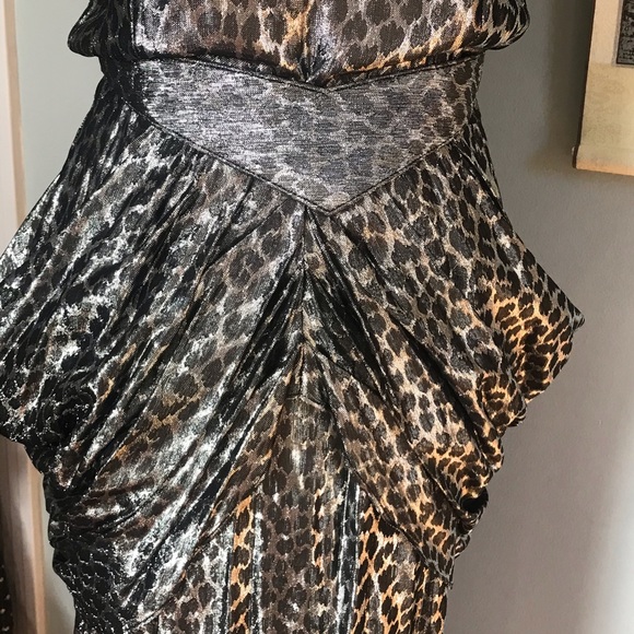 SOLD 80s silver leopard lame dress sz M - Picture 6 of 8
